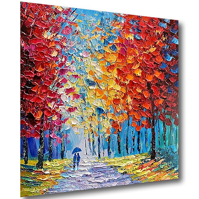 Home & Garden Wall Art | Oil Painting Handmade Hand Painted Wall Art Modern Landscape Trees Lover in Rain Home Decoration Decor 