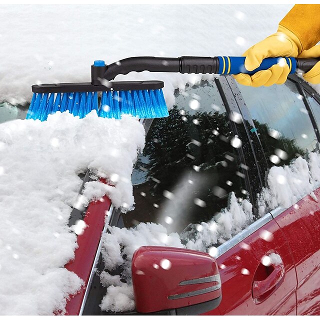 Snow Brush and Detachable Ice Scraper for Car Windshield Extendable Snow Brush and Ergonomic Foam Grip with 360° Pivoting Brush Head for Cars SUVs Trucks 