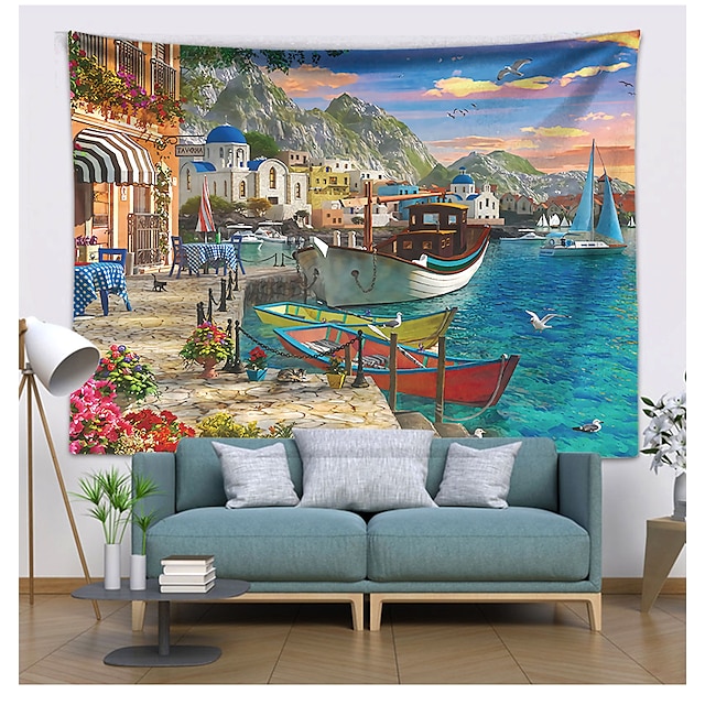 Home & Garden Home Decor | Oil Painting Style Wall Tapestry Art Decor Blanket Curtain Hanging Home Bedroom Living Room Decoratio