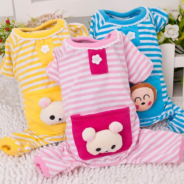  Cat Dog Jumpsuit Pajamas Cartoon Casual / Daily Cute Winter Dog Clothes Puppy Clothes Dog Outfits Yellow Blue Pink Costume for Girl and Boy Dog Cotton XS S M L XL