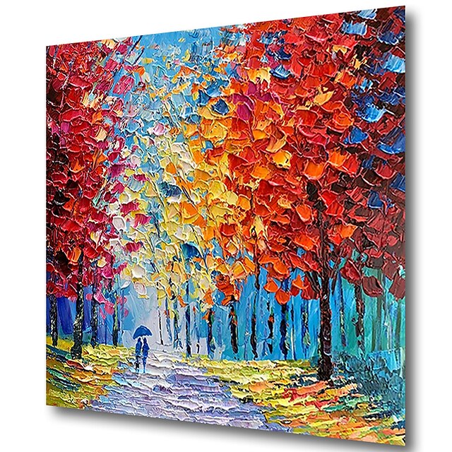 Home & Garden Wall Art | Oil Painting Handmade Hand Painted Wall Art Modern Landscape Trees Lover in Rain Home Decoration Decor 