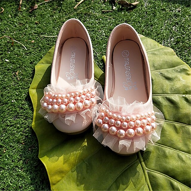 Shoes & Bags Kids Shoes | Girls Flats Flower Girl Shoes Microfiber Little Kids(4-7ys) Wedding Daily Flower Pink Ivory Fall Winte