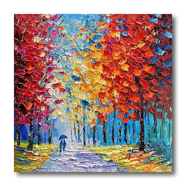 Home & Garden Wall Art | Oil Painting Handmade Hand Painted Wall Art Modern Landscape Trees Lover in Rain Home Decoration Decor 