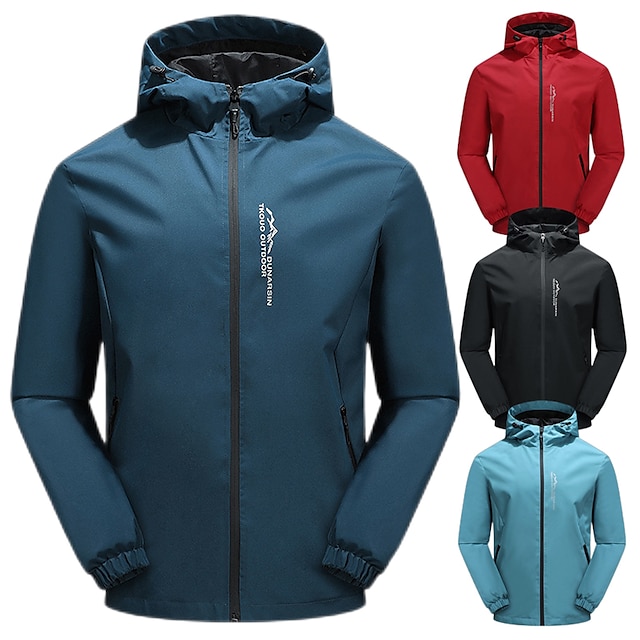  mens waterproof rain jacket gorpcore outdoor lightweight shell raincoat packable zip up hooded hiking running trench coat blue