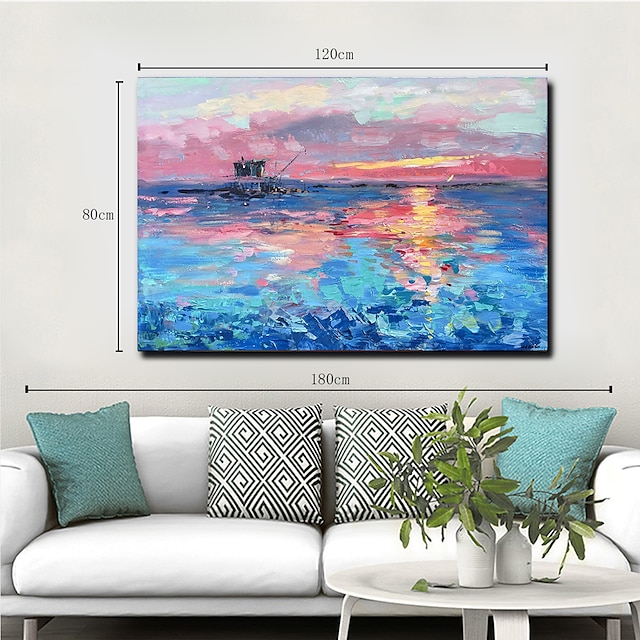 Home & Garden Wall Art | Oil Painting Hand Painted Horizontal Panoramic Abstract Landscape Modern Rolled Canvas (No Frame) - PD2