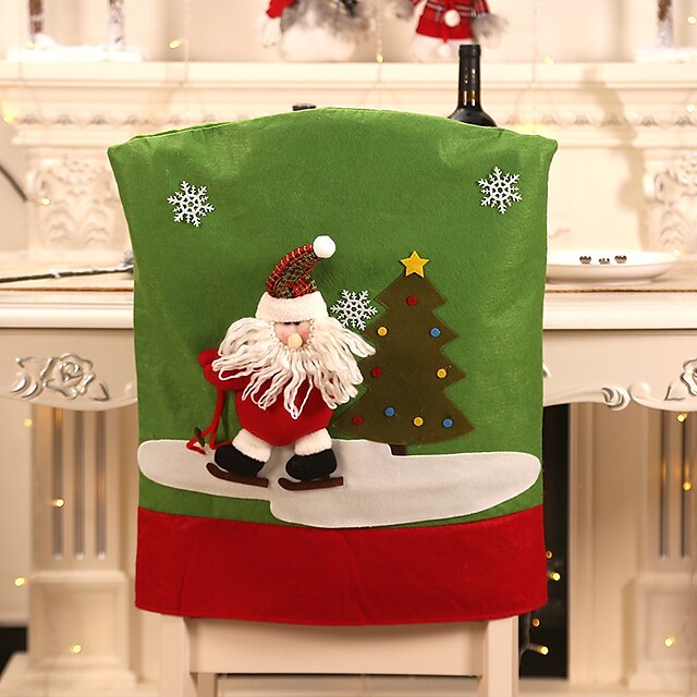 Christmas 3D Decoration Table Elk Decor Party Dinner Seat Chair Back Cover Xmas 