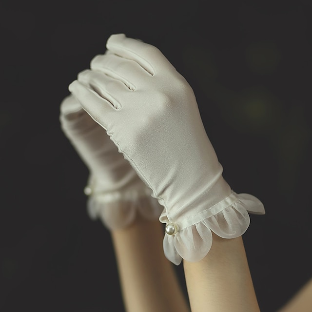  Satin Håndledslængde Handske Elegant / Handsker Med Solid Bryllup / festhandske