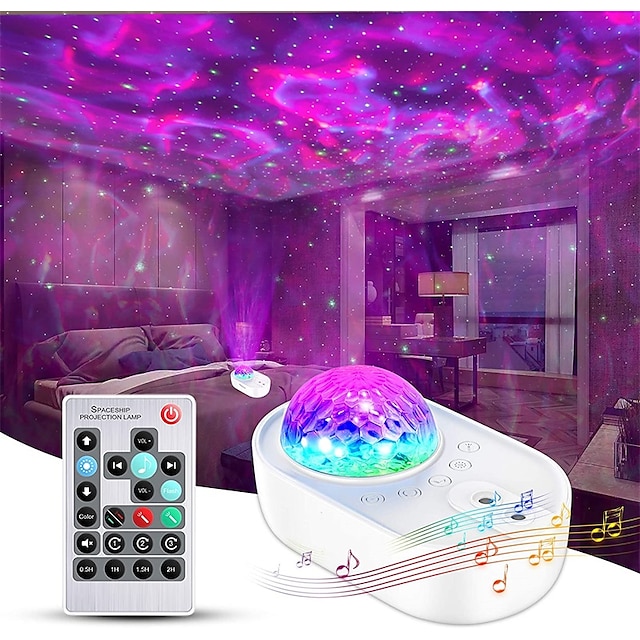 Galaxy Projector,Night Light Projector Star Projector Bedroom Ocean Wave Projector Kids White Noise Music Bluetooth Starlight,Star Projector Lamp Ceiling Timer Sensory Led Adults Teen Gift Room Remote