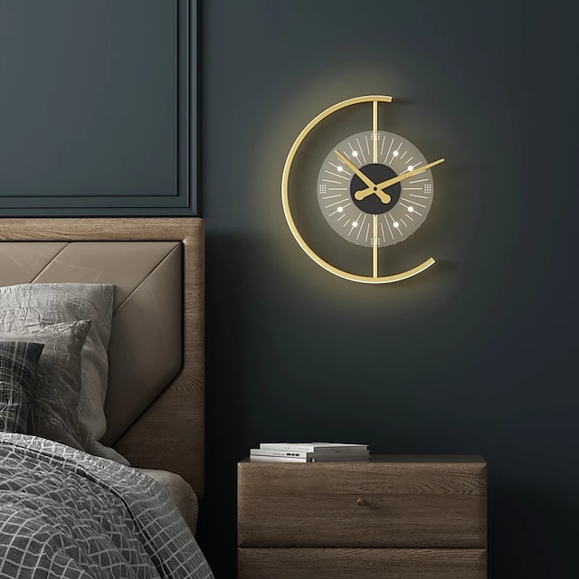  Aplică de perete cu 1 lumină, 41 cm, cu led, design de ceas noutate, aplice de perete de interior, sufragerie în stil nordic, lampă de noptieră 110-120v 220-240v