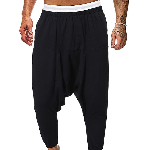  Herren Haremshosen Hose Hosen Sommerhosen Ausgebeult Strandhose Ausgebeult Drop Schritt Glatt Atmungsaktiv Leichtgewichtig In voller Länge Casual Täglich Baumwollmischung Brautkleider schlicht Hip-Hop