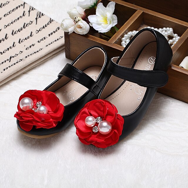 Shoes & Bags Kids Shoes | Girls Flats Flower Girl Shoes Microfiber Dress Shoes Little Kids(4-7ys) Wedding Daily Black Pink Ivory