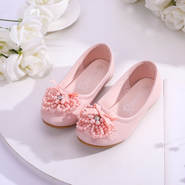 Shoes & Bags Kids Shoes | Girls Flats Flower Girl Shoes Microfiber Little Kids(4-7ys) Wedding Daily Flower Pink Ivory Fall Winte