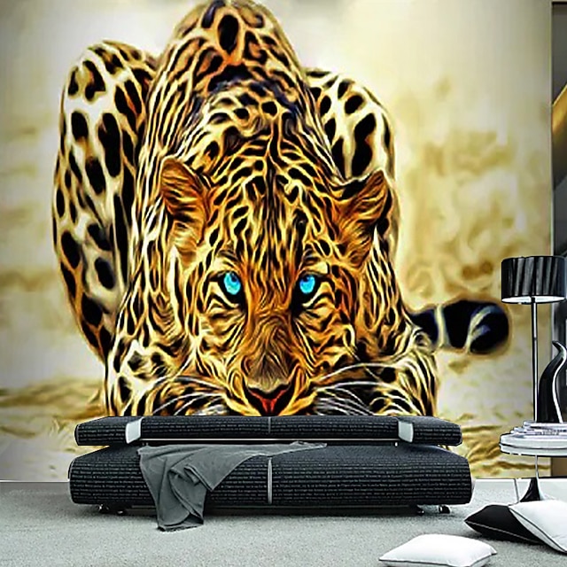  Mural Wallpaper Wall Sticker Covering Print Peel and Stick Removable Self Adhesive Wild Animal Leopord Canvas Home Decor