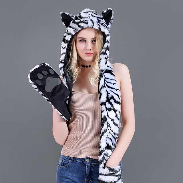 Toys & Hobbies Cosplay & Costumes | Adults Hat Tiger Onesie Pajamas Polar Fleece Gray / Khaki / Brown Cosplay For Men and Women 