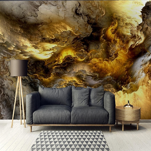  Papel tapiz mural etiqueta de la pared que cubre impresión pelar y pegar extraíble autoadhesivo dorado auspicioso nubes pvc / vinilo decoración del hogar