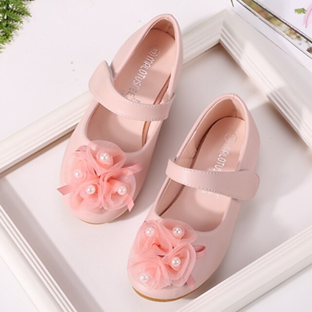 Shoes & Bags Kids Shoes | Girls Flats Flower Girl Shoes Microfiber Little Kids(4-7ys) Wedding Daily Flower Pink Ivory Fall Sprin