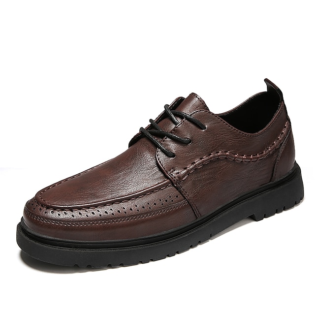 Shoes & Bags Mens Shoes | Mens Oxfords Business Casual Classic Daily PU Black Khaki Brown Fall Winter - CT73217