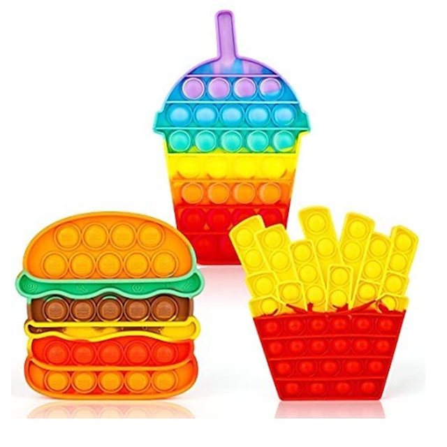  giocattoli pop fidget arcobaleno 3 confezioni push popper bolle con suono scoppiettante per bambini piccoli cerchio bambino quadrato ottagono pop pop giocattolo sensoriale in silicone ansia