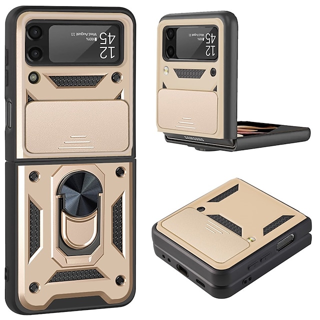  téléphone Coque Pour Samsung Galaxy Z Flip 7 Z Flip 5 Z Flip 4 Z Flip 3 Robuste Support Anneau Antipoussière Antichoc Couleur Unie TPU