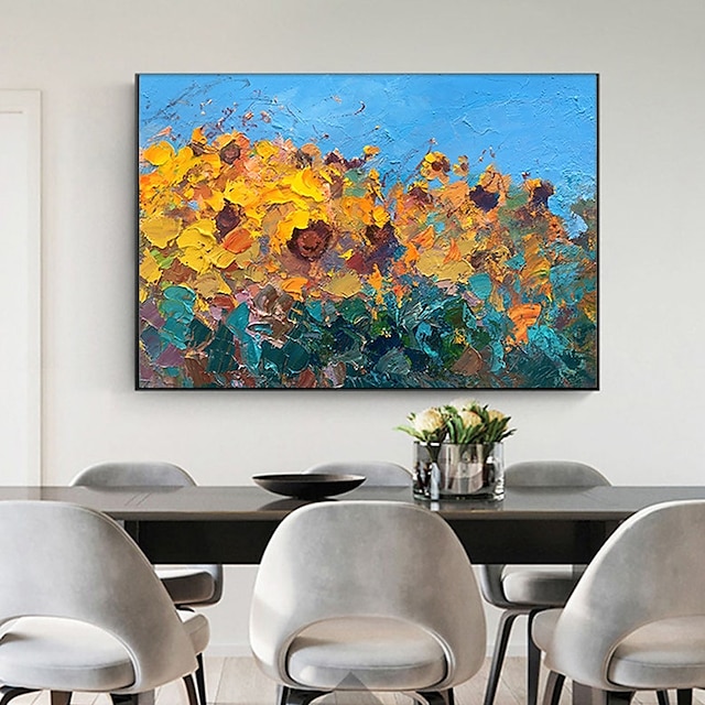 Home & Garden Wall Art | Handmade Oil Painting Canvas Wall Art Decoration AbstractFloral Painting Sunflower Garden for Home Deco