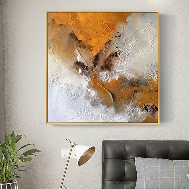 Home & Garden Wall Art | Handmade Oil Painting Canvas Wall Art Decoration Abstract Art Painting Orange And Ash for Home Decor Ro