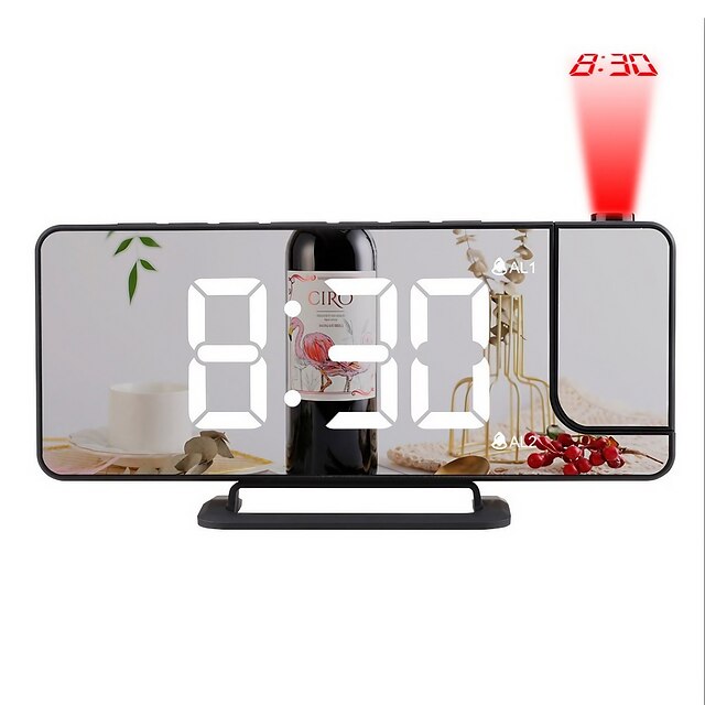  Projection clock large screen LED digital alarm clock rechargeable home bedside electronic clock