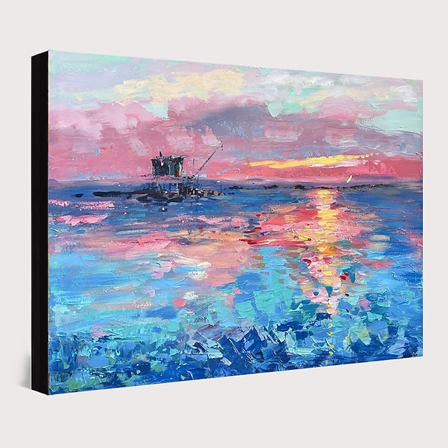 Home & Garden Wall Art | Oil Painting Hand Painted Horizontal Panoramic Abstract Landscape Modern Rolled Canvas (No Frame) - PD2