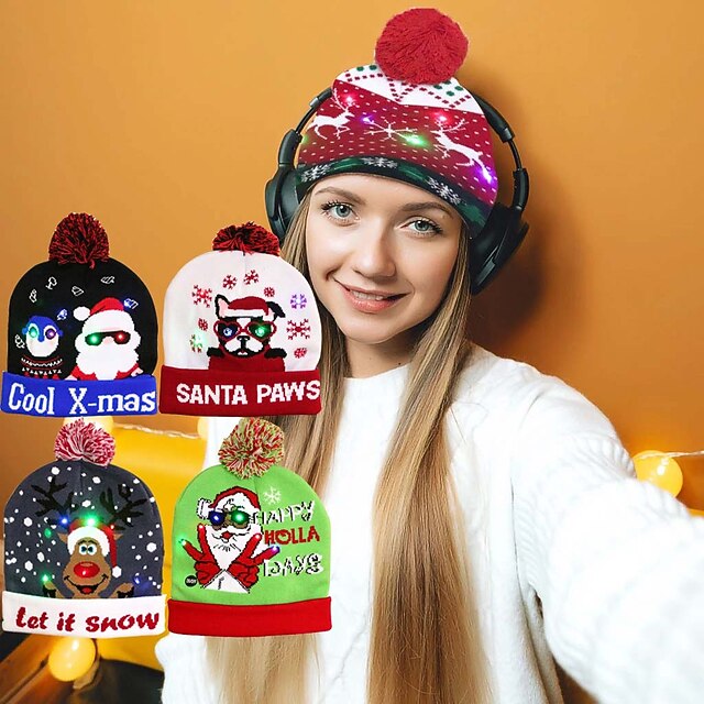 LED Christmas Hat Luminous Knitted 
