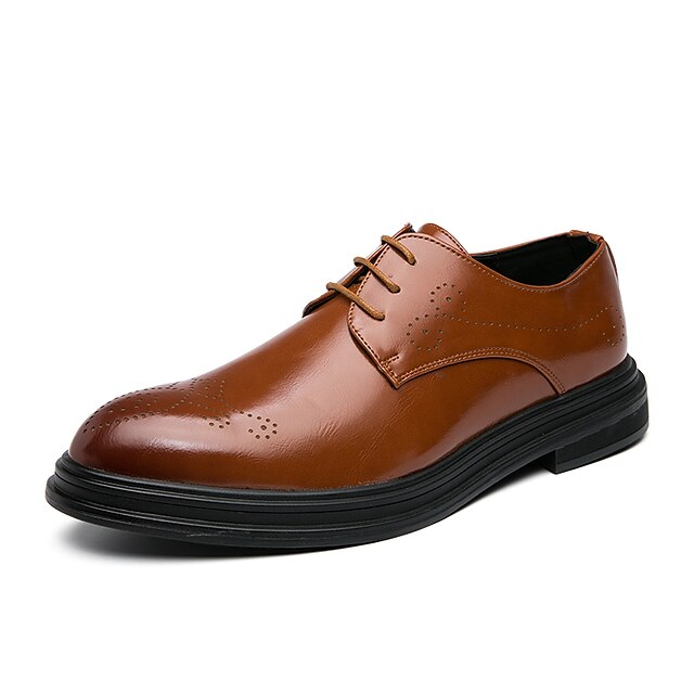 Shoes & Bags Mens Shoes | Mens Oxfords Business Casual Daily Office & Career PU Black Brown Yellow Fall Spring - PA35545