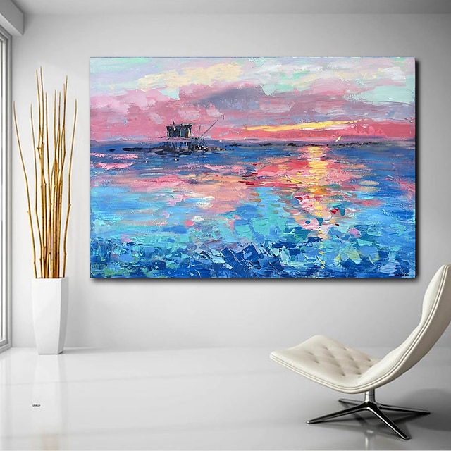 Home & Garden Wall Art | Oil Painting Hand Painted Horizontal Panoramic Abstract Landscape Modern Rolled Canvas (No Frame) - PD2