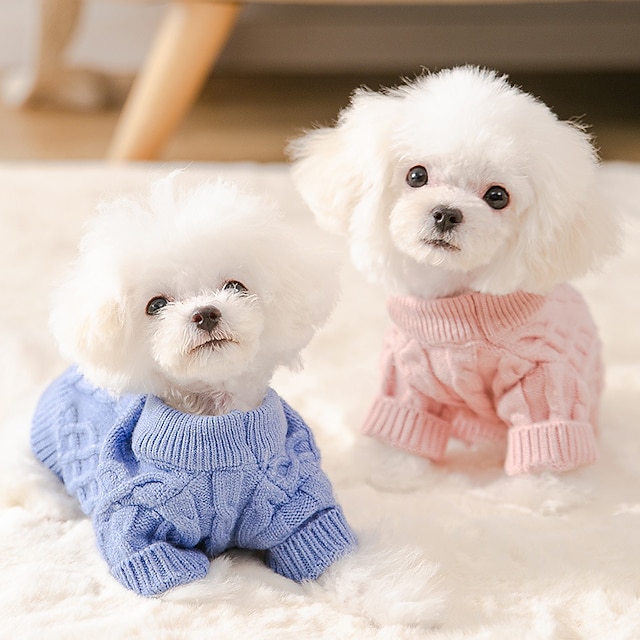  Dog Cat Sweater Jumpsuit Dog Costume Basic Fashion Cute Party / Evening Stylish Winter Dog Clothes Puppy Clothes Dog Outfits Warm Yellow Rosy Pink Light Blue Costume for Girl and Boy Dog Knitting