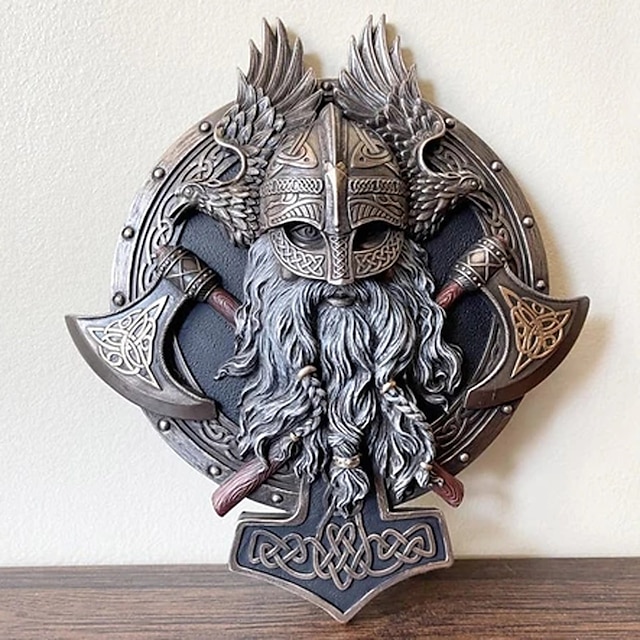 Home & Garden Home Decor | Viking Berserker Double Axe Wall Decoration Plaque House Decoration Garden Decoration Resin Home Deco