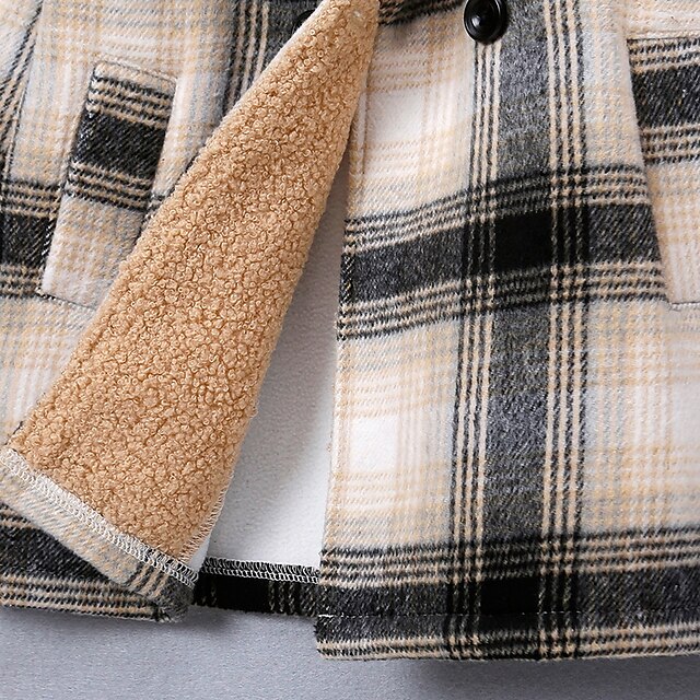 Baby & Kids Girls Clothing | Kids Girls Coat Long Sleeve Black Plaid Pocket Fall Winter Adorable Daily 2-6 Years / Cute / Cotton