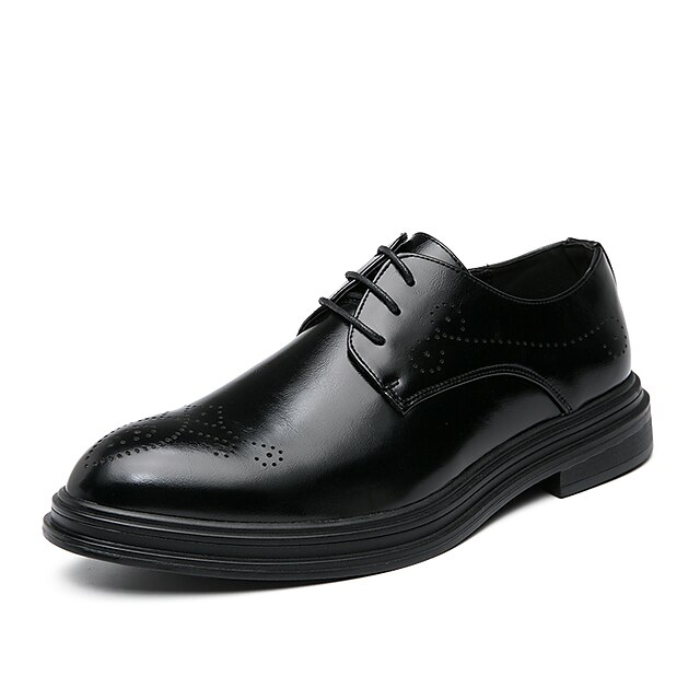 Shoes & Bags Mens Shoes | Mens Oxfords Business Casual Daily Office & Career PU Black Brown Yellow Fall Spring - PA35545