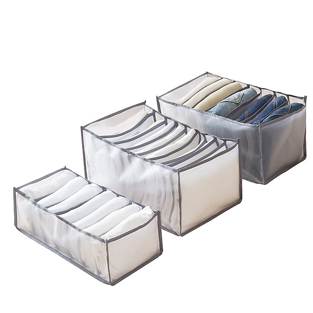  compartimento de jeans caja de almacenamiento armario ropa cajón caja de separación de malla apilamiento pantalones divisor de cajón puede lavar organizador del hogar