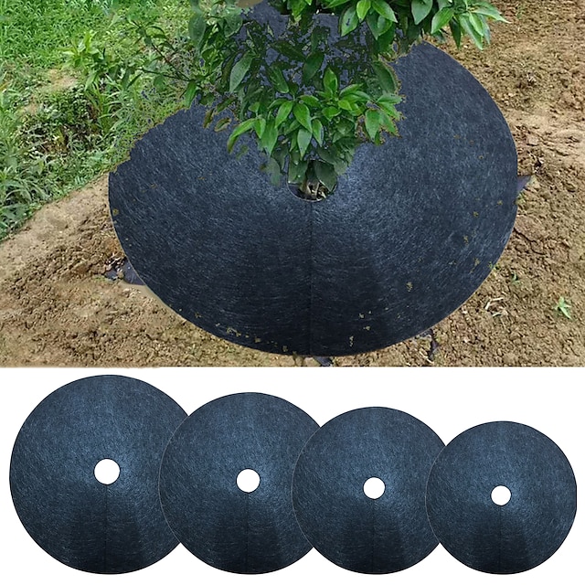 10PCS Tree Protection Weed Mats Ecological Control Cloth Mulch Ring Round Weed Barrier Plant Cover for Indoor Outdoor Gardens