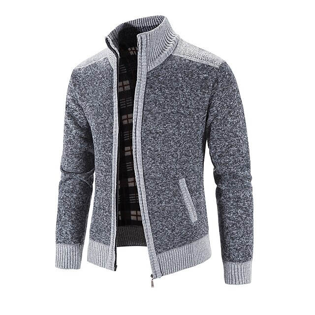 Men's Sweater Cardigan Zip Sweater Sweater Jacket Knit Side Pockets ...