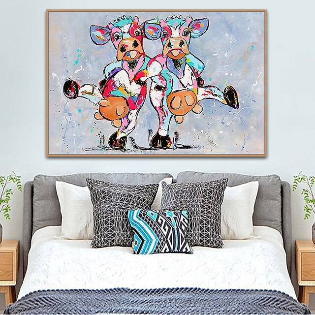 Home & Garden Wall Art | Oil Painting Handmade Hand Painted Wall Art Mintura Modern Abstract Animals Cow Picture For Home Decora