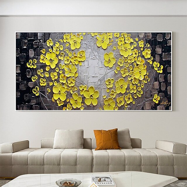 Home & Garden Wall Art | Oil Painting Handmade Hand Painted Wall Art Palette Knife Painting Yellow Flowers Home Decoration Decor