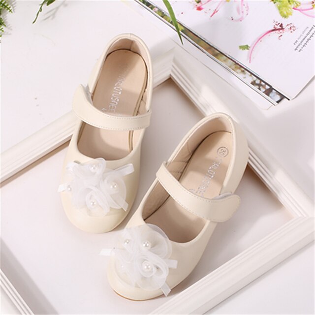 Shoes & Bags Kids Shoes | Girls Flats Flower Girl Shoes Microfiber Little Kids(4-7ys) Wedding Daily Flower Pink Ivory Fall Sprin