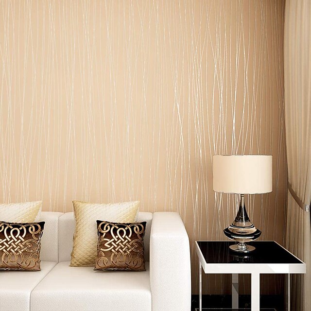 Wallpaper Wall Covering Sticker Film Peel and Stick Removable Plain Vertical Stripes Non Woven
