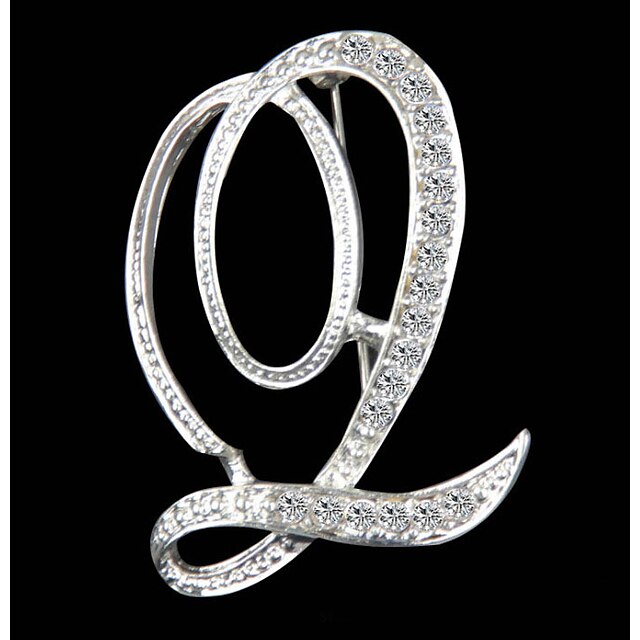 letter brooch pins initial rhinestone brooch for women crafts silvery m ...