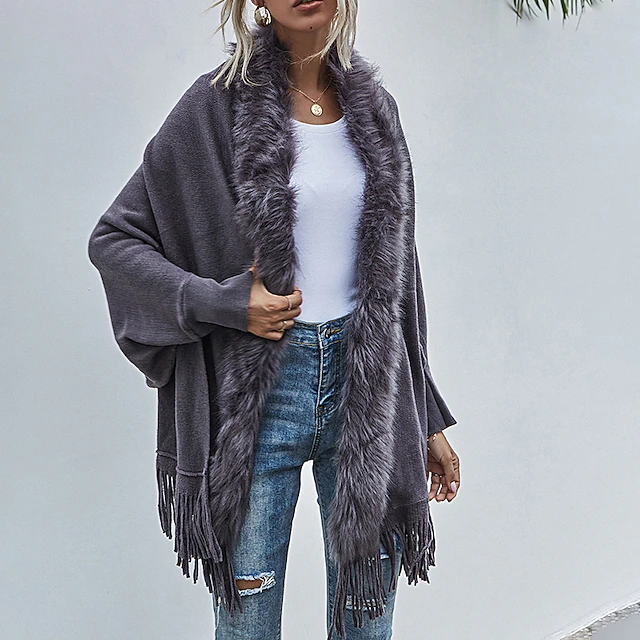 Women's Winter Coat Dressy Dusters Dressy Jackets Coat Valentine's Day Street Daily Fall Winter Regular Coat V Neck Regular Fit Warm Breathable Cute Streetwear Jacket Long Sleeve Solid Color Tassel 8