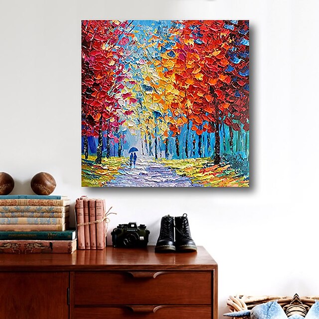 Home & Garden Wall Art | Oil Painting Handmade Hand Painted Wall Art Modern Landscape Trees Lover in Rain Home Decoration Decor 