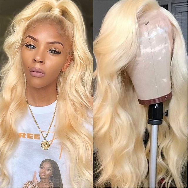 

180% 134 Lace Transparent 613 Blonde Front Wigs Glueless Invisible Lace Human Hair Wigs For Women 18 Inch Brazilian Wave Wig Pre Plucked Remy Hair