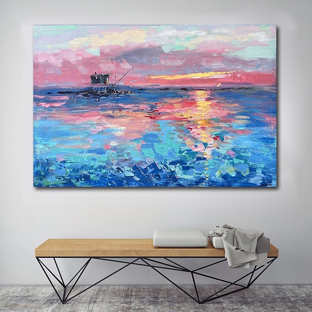 Home & Garden Wall Art | Oil Painting Hand Painted Horizontal Panoramic Abstract Landscape Modern Rolled Canvas (No Frame) - PD2