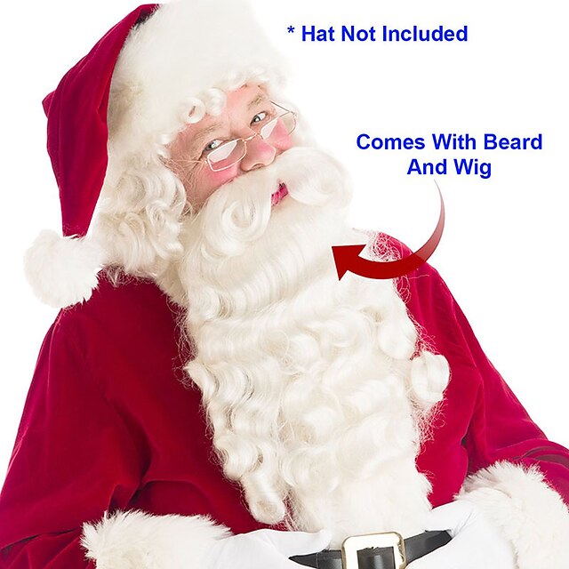 Beauty & Hair Wigs & Hair Pieces | Luxury Santa Beard And Wig Set Santa Beard And Wig Santa Beard - JX45944