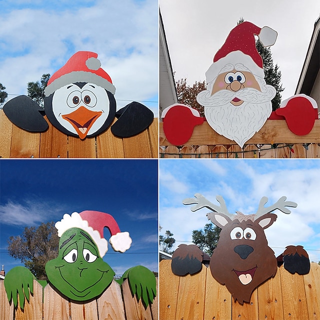  santa claus reindeer holiday decoration outdoor courtyard fence fence decoration ornaments pendant cross-border foreign trade supply