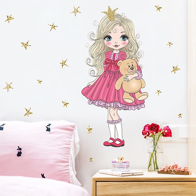 Home & Garden Home Decor | 87x90cm Princess Cartoon Wall Stickers Living Room Kids Room & Kindergarten Removable Pre-pasted PVC 