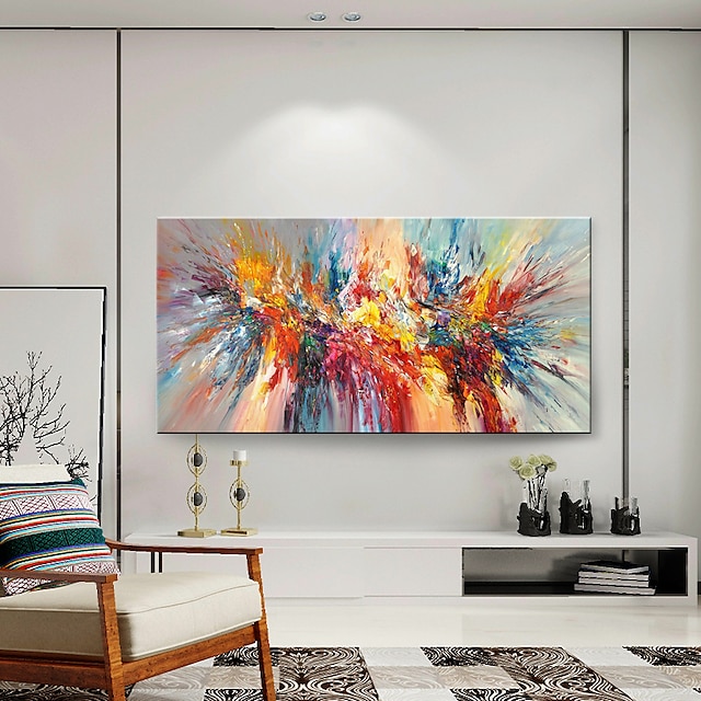  Oil Painting 100% Handmade Hand Painted Wall Art On Canvas Abstract Modern Colorful Landscape Blooming Firework Home Decoration Decor Rolled Canvas No Frame Unstretched
